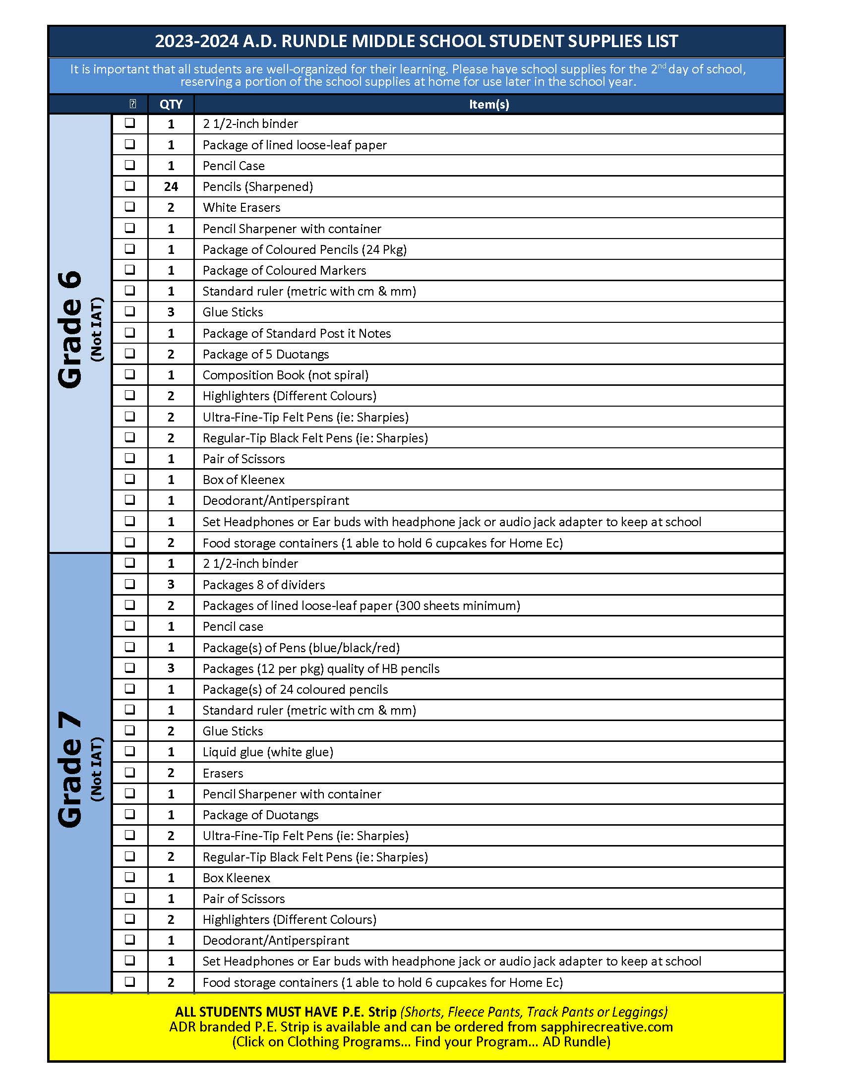 ADR 2023-2024 Schhol Supply List Page 1